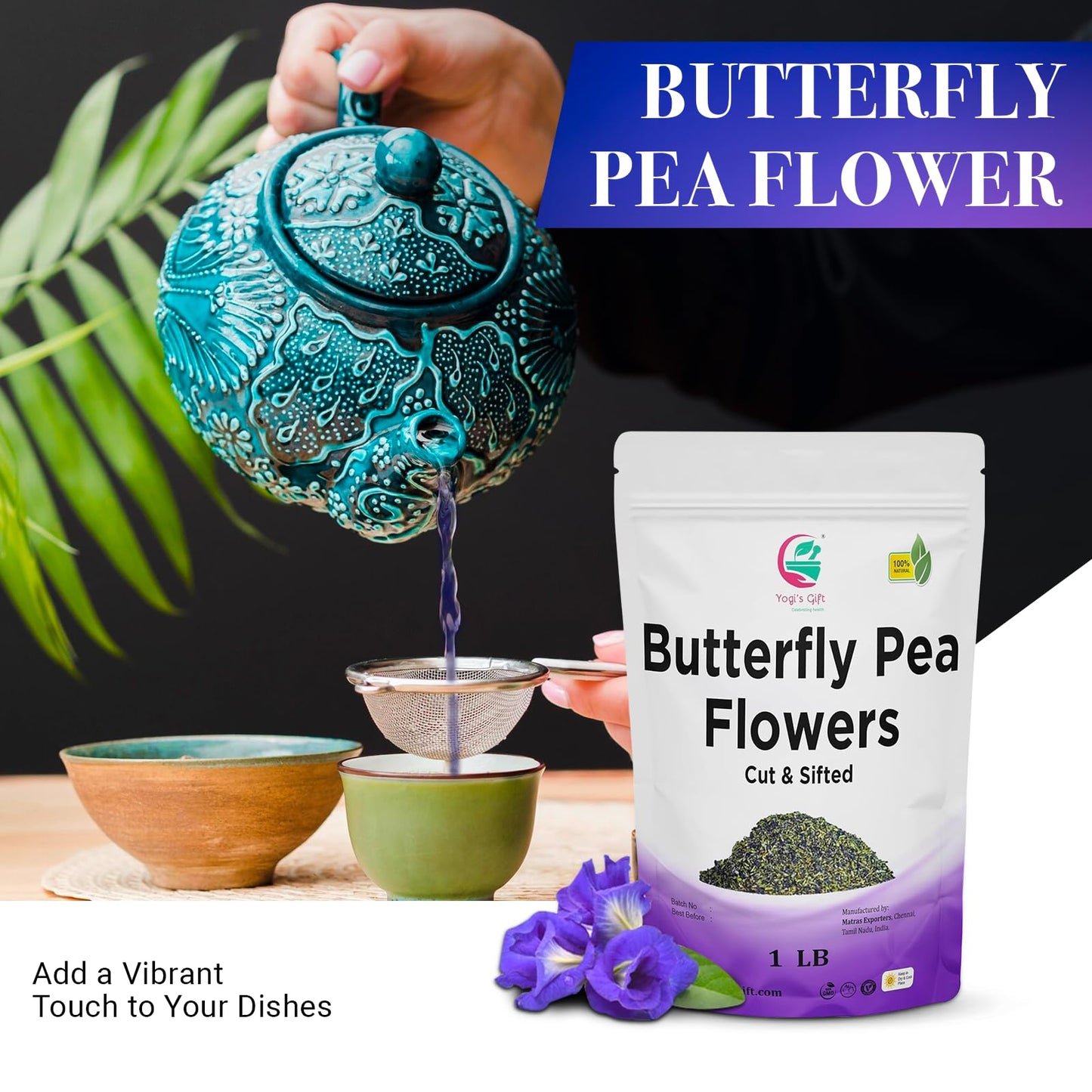 Butterfly Pea Flower Tea 1 Lb | Cut And Sifted | Makes Beautiful Blue Or Purple Food Coloring | Blue Tea Butterfly Pea Flower |