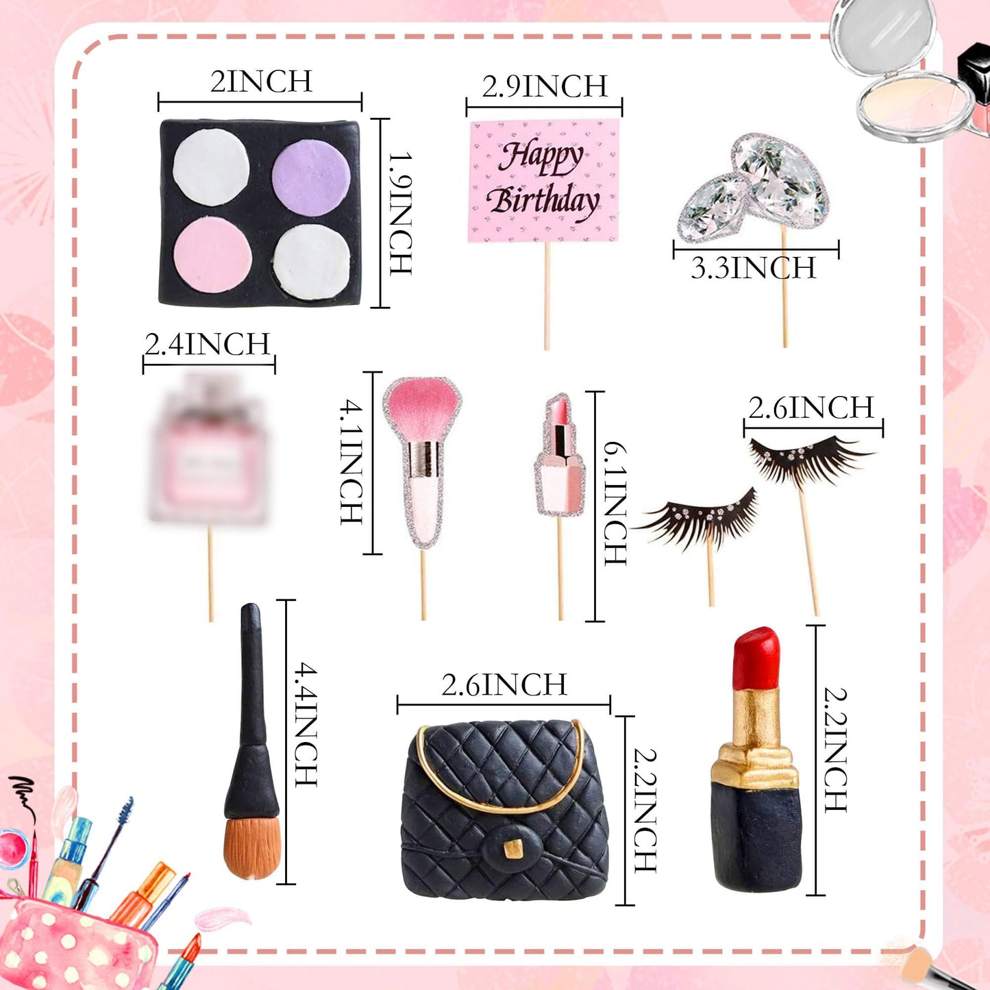 Jevenis Makeup Cake Decorations Spa Birthday Cake Topper Spa Party Supplies Salon Birthday Decoration