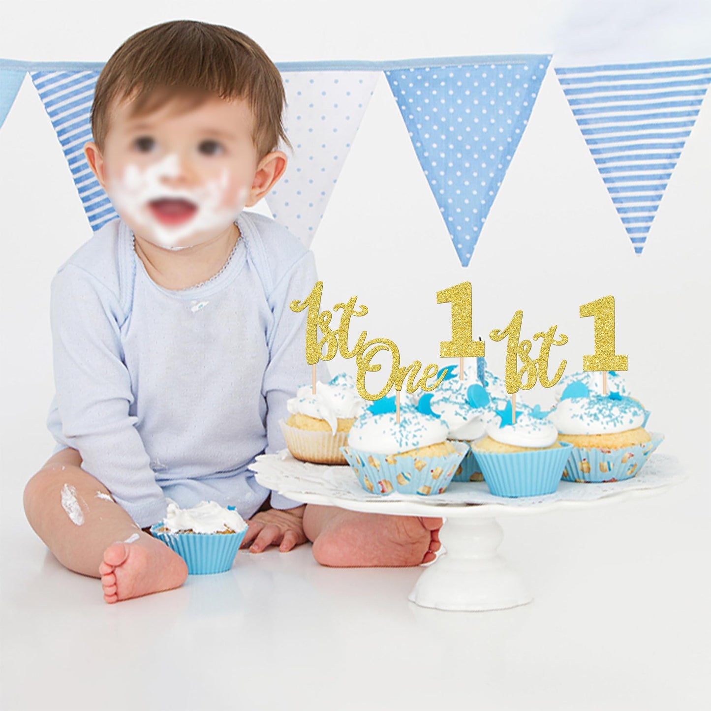 24 Pcs 1St Birthday Cupcake Toppers Glitter First Birthday One Cupcake Picks Number 1 Cake Toppers For Baby Shower Kids 1St Birt