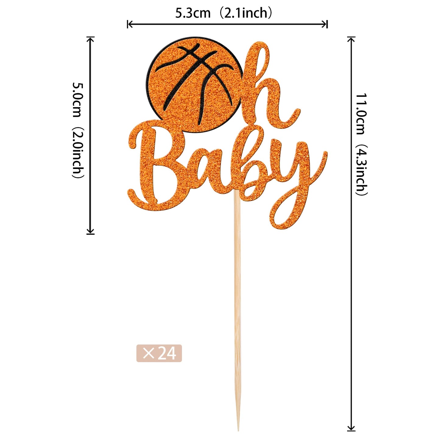 24 Pcs Basketball Oh Baby Cupcake Toppers Glitter Baby Shower Basketball Cupcake Picks For Basketball Sports Theme Baby Shower K