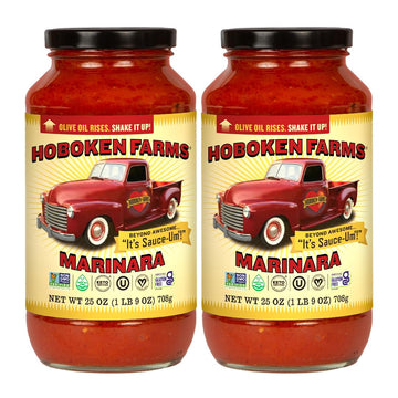 Hoboken Farms Marinara Sauce, No Sugar Added, Low Sodium, Non-GMO, Keto, 25oz, Pack of 2