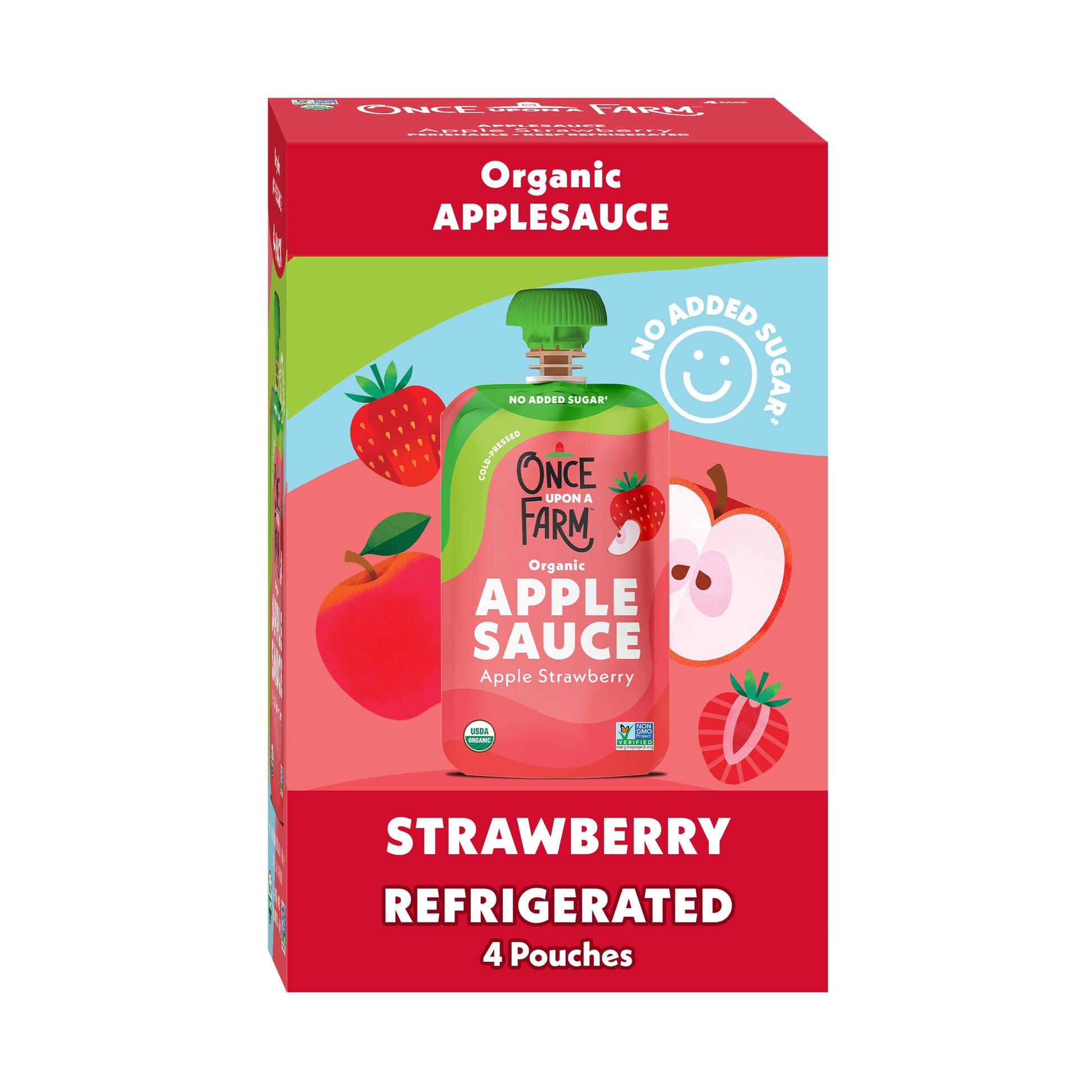 ONCE UPON A FARM Organic Strawberry Applesauce Multipack, 12.8 OZ