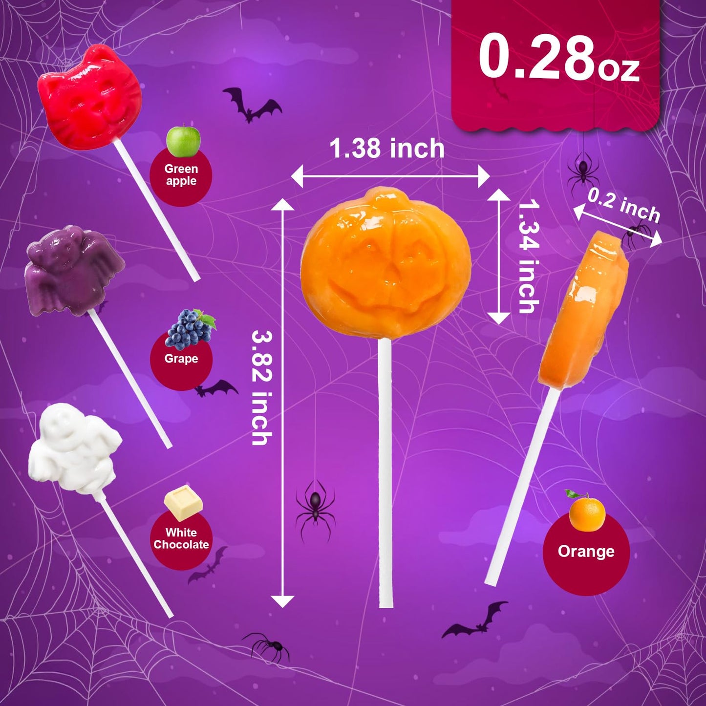 42 Assorted Halloween Candy Suckers Lollipops for Parties  Grinning Gourds  Boo Buddies  Witch s Sidekick & Dracula s Drones - Halloween   Individually Wrapped Lollipop Suckers for Candy Buffet