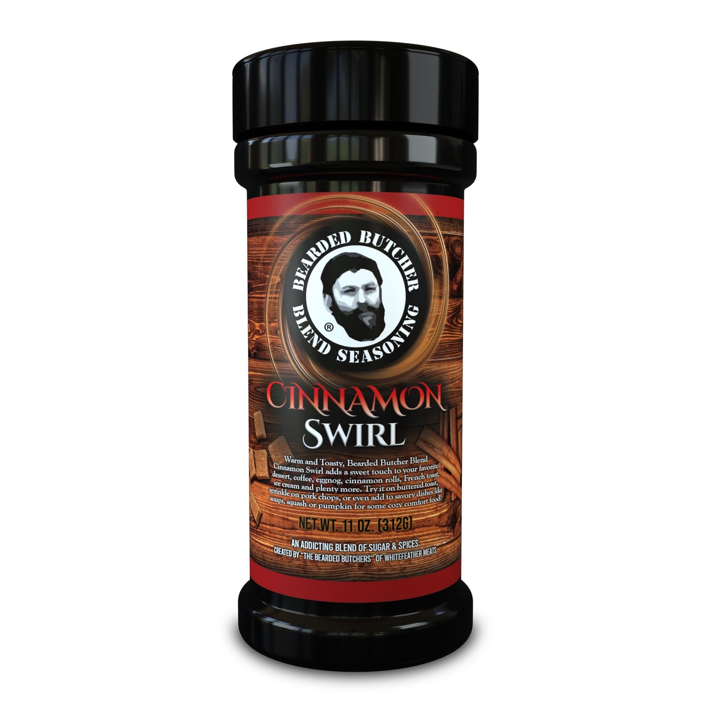 Bearded Butchers Cinnamon Swirl Seasoning, 11 oz Shaker - Sweet Flavor for Hot Chocolate, Cinnamon Rolls, Coffee, Ice Cream, Fre