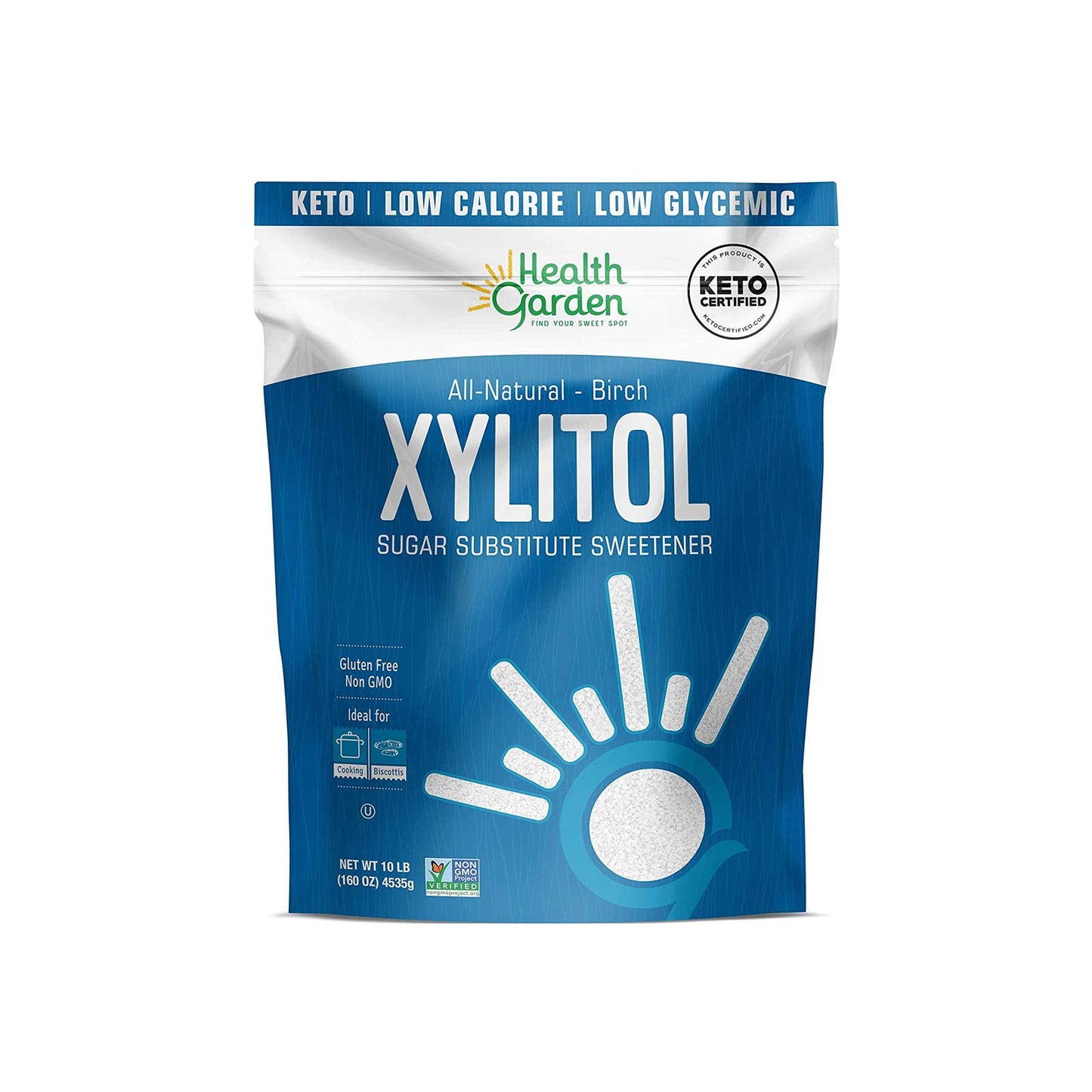 Health Garden Birch Xylitol Sweetener - Non GMO - Kosher - Made in the U.S.A. - Keto Friendly (10 lbs)