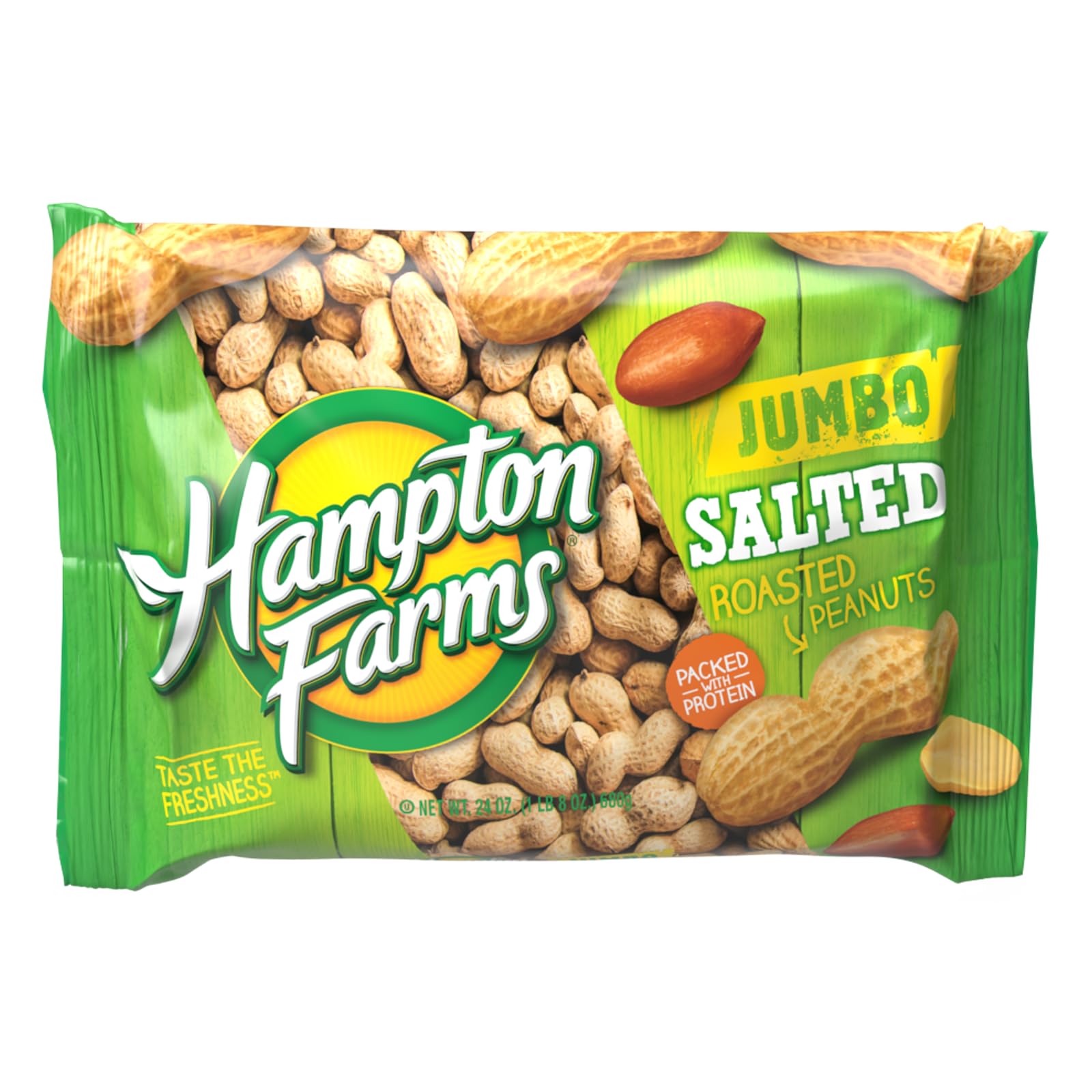 Hampton Farms - USA Grown All-Natural - Jumbo Roasted In-Shell Salted Peanuts - 24 oz. Bag