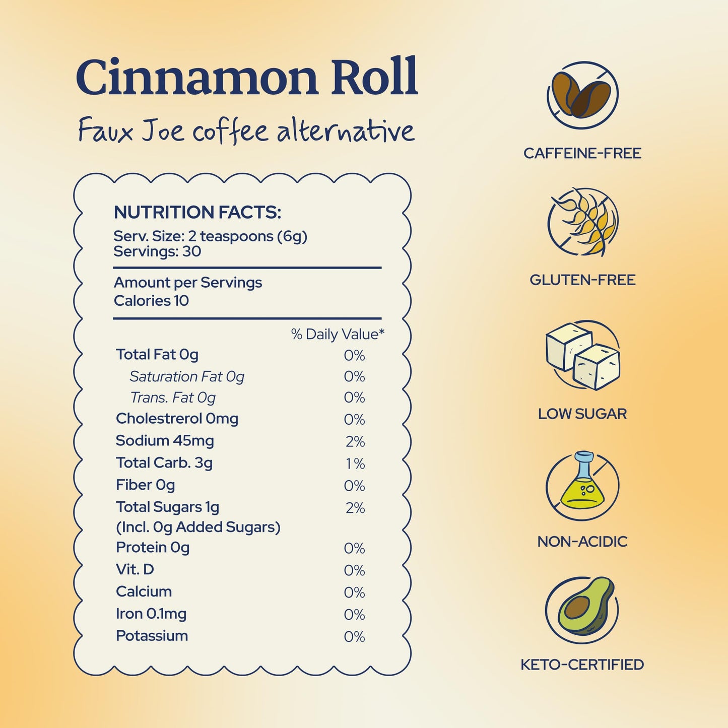 Sip Herbals Herbal Coffee Alternative - Caffeine Free, Organic, Cinnamon Roll Flavor - 30 Servings