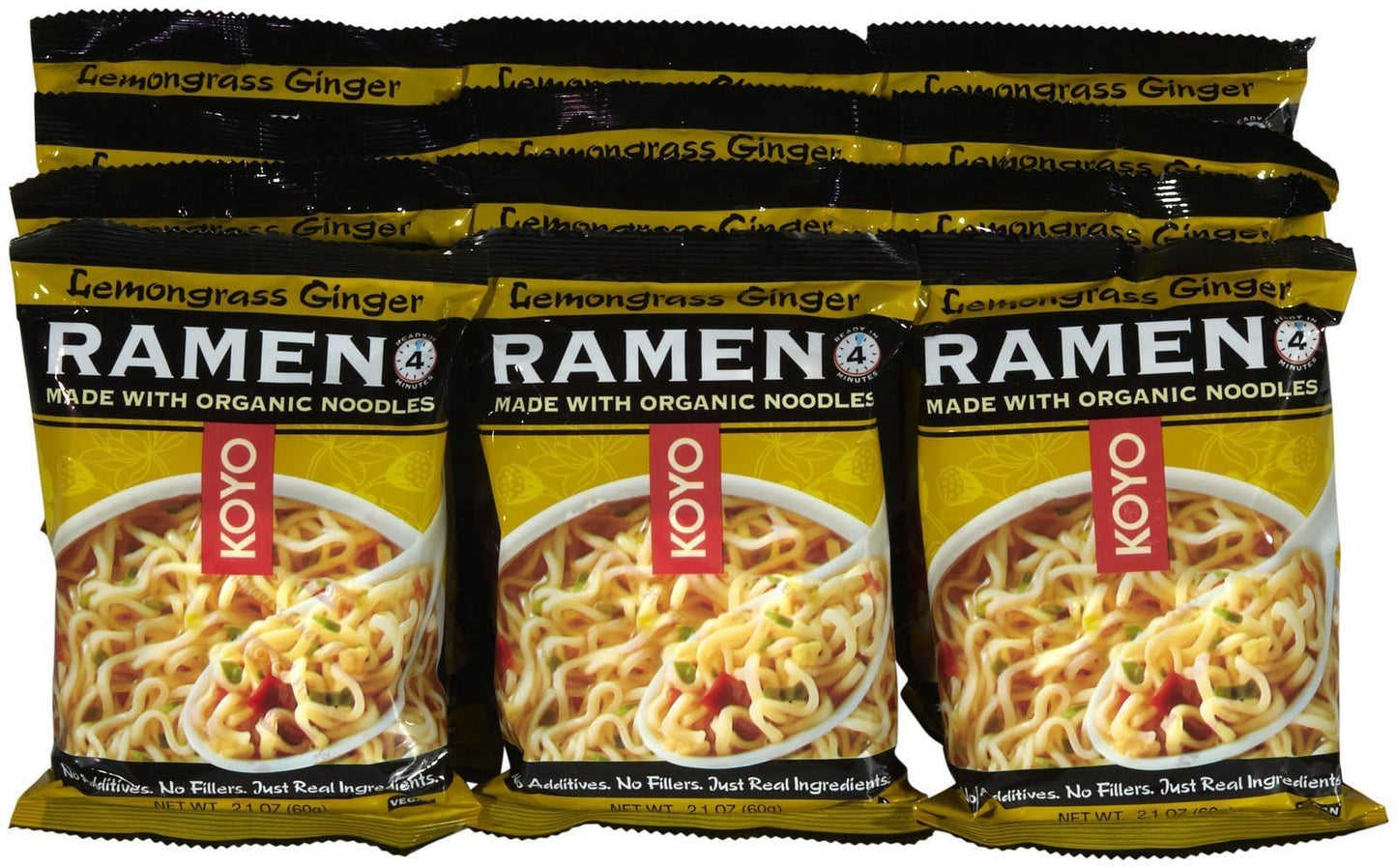 Koyo Ramen Noodles, Lemongrass Ginger Flavor, 2.1 oz, 12 Pack