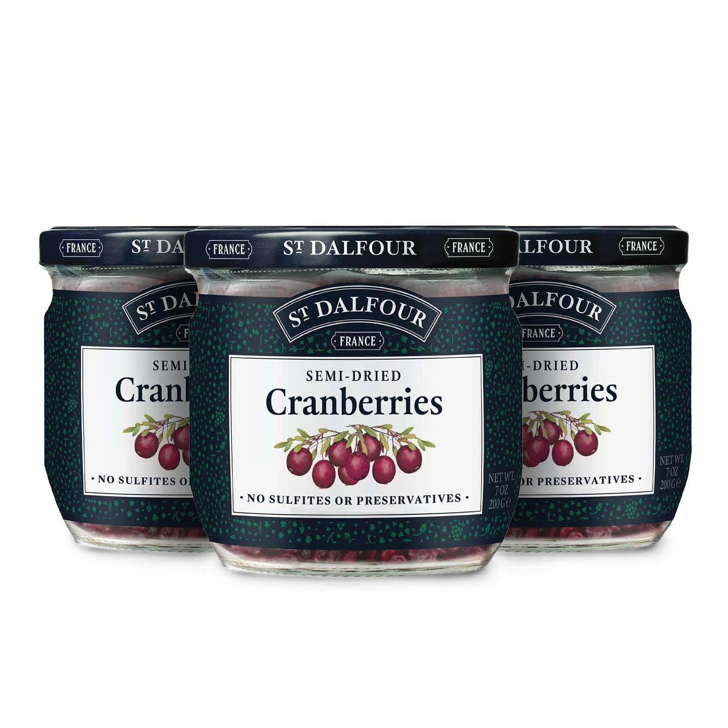 St. Dalfour Semi-Dried Cranberries - 7 oz - All Natural, No Sulfites, Preservatives or Artificial Ingredients - Made in France -