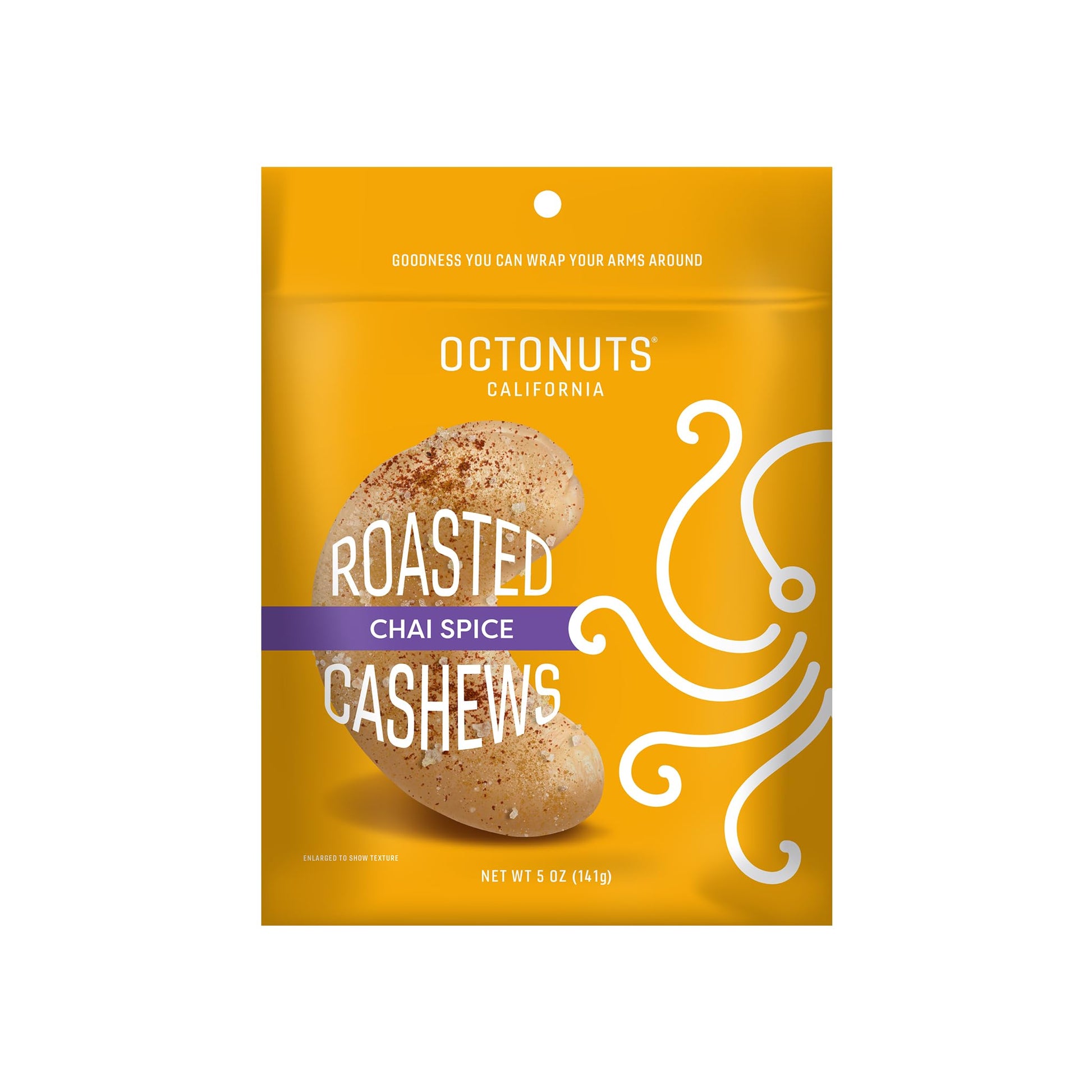 Octonuts Chai Spice Cashews - Roasted In Almond Oil (5Oz) Sweet Cinnamon & Spice Plant Based Protein - Healthy Snack For 18+ Uses & Kids - Vegan  Gluten Free & Non-Gmo Verified