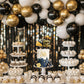 44Pcs Balls Cake Topper Man Cake Decorations With Black Gold Balls Palm Leaves Acrylic Numbers 0-9 And Happy Birthday Cake Toppe