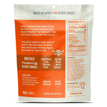 Kosmos Q Bbq Buffalo Wing Dust - 5 Oz Bag For Wings, Popcorn & More - Dry Bbq Wings Rub With Signature Buffalo Heat & Smoky Bbq