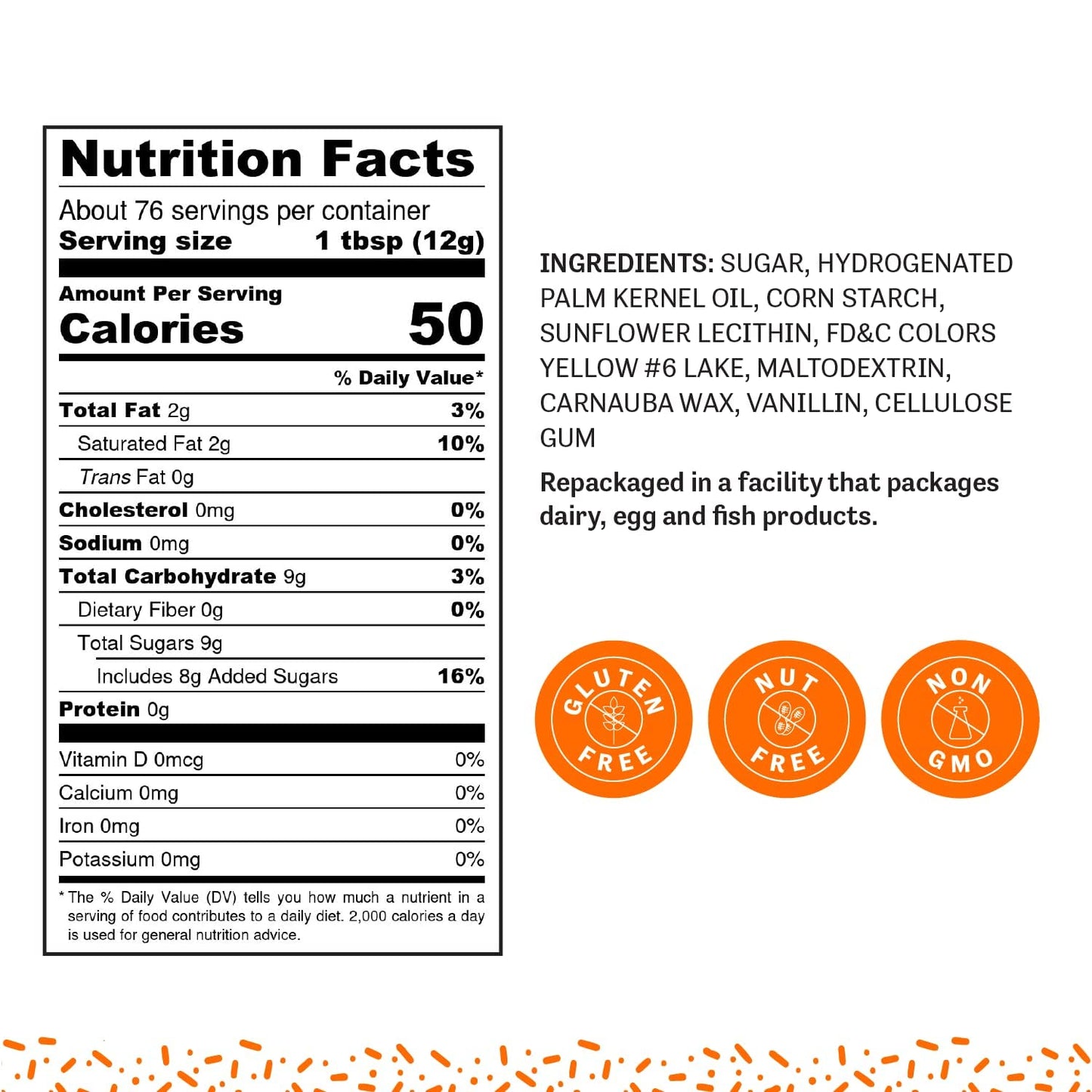Judee'S Gluten Free Orange Sprinkles 2 Lb - Gluten-Free And Nut-Free - Brighten Up Your Baked Goods - Great For Cookie And Cake