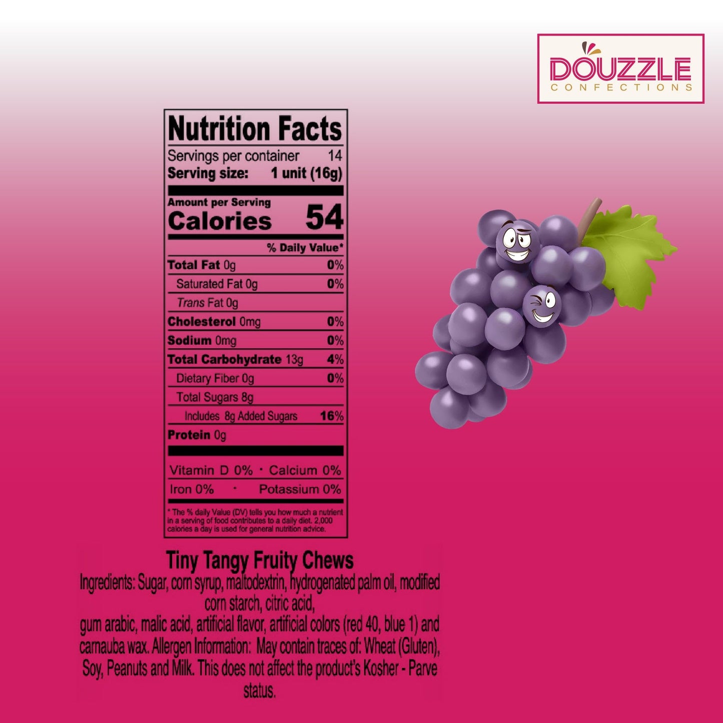 DOUzzle Back To School Oodles Grape Tiny Tangy Fruity Chews Mix (12 Count, 1 Pack) Individually Wrapped, Party Favor, Goodie Bag
