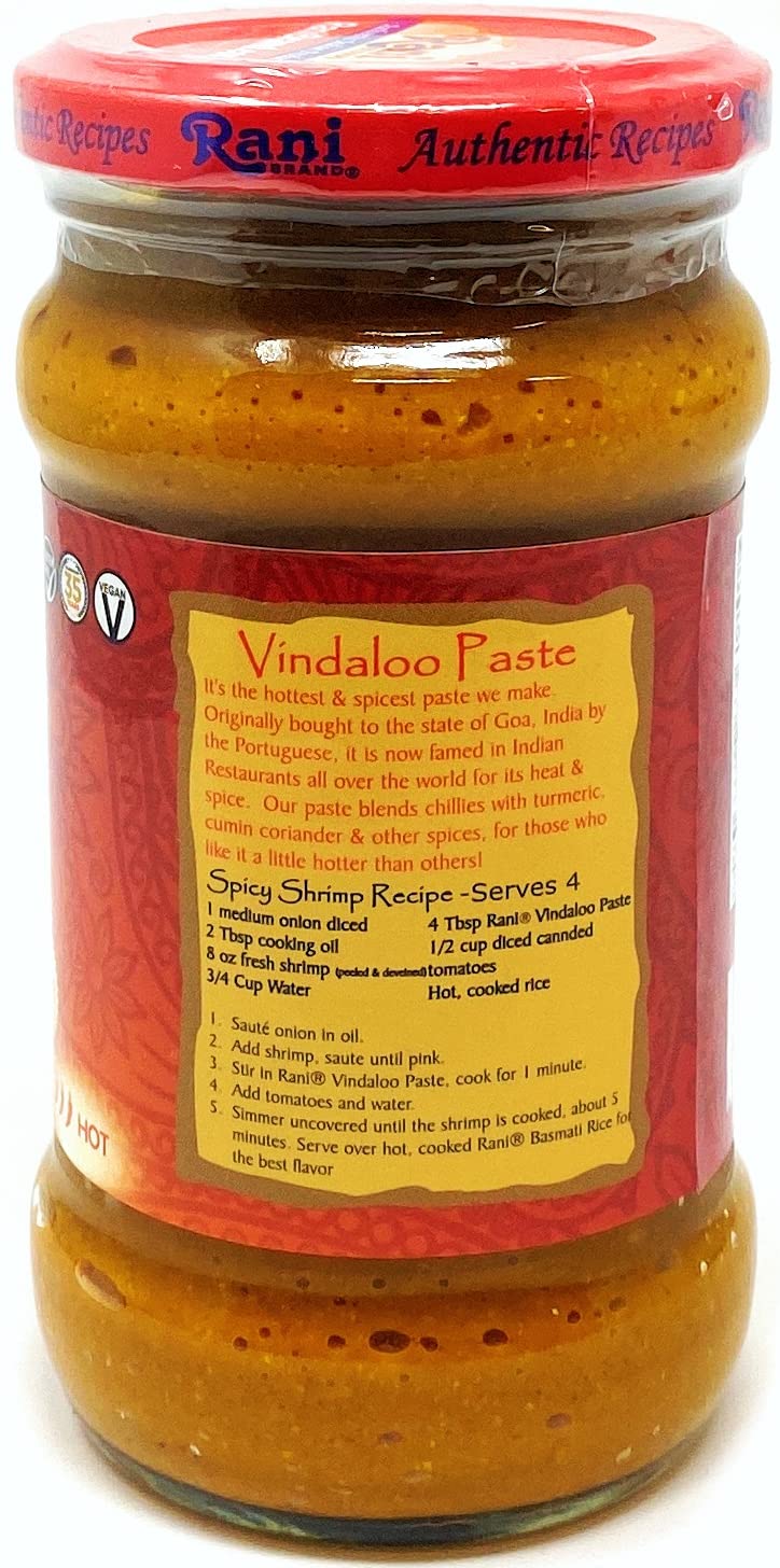 Rani Vindaloo Curry Cooking Spice Paste, Hot! 10.5Oz (300G) Glass Jar ~ No Colors | All Natural | Non-Gmo | Vegan | Gluten Free | Indian Origin