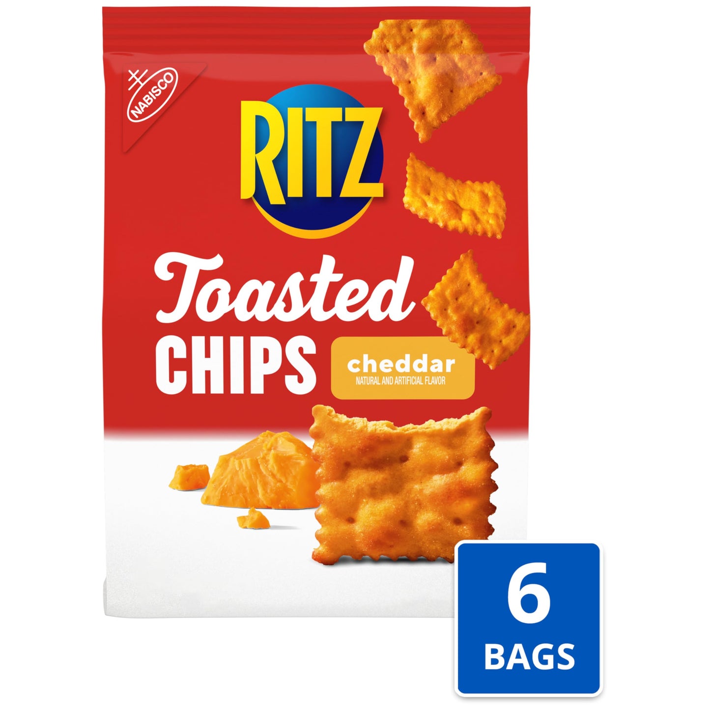 Ritz Toasted Chips Cheddar Crackers, 6 - 8.1 Oz Bags