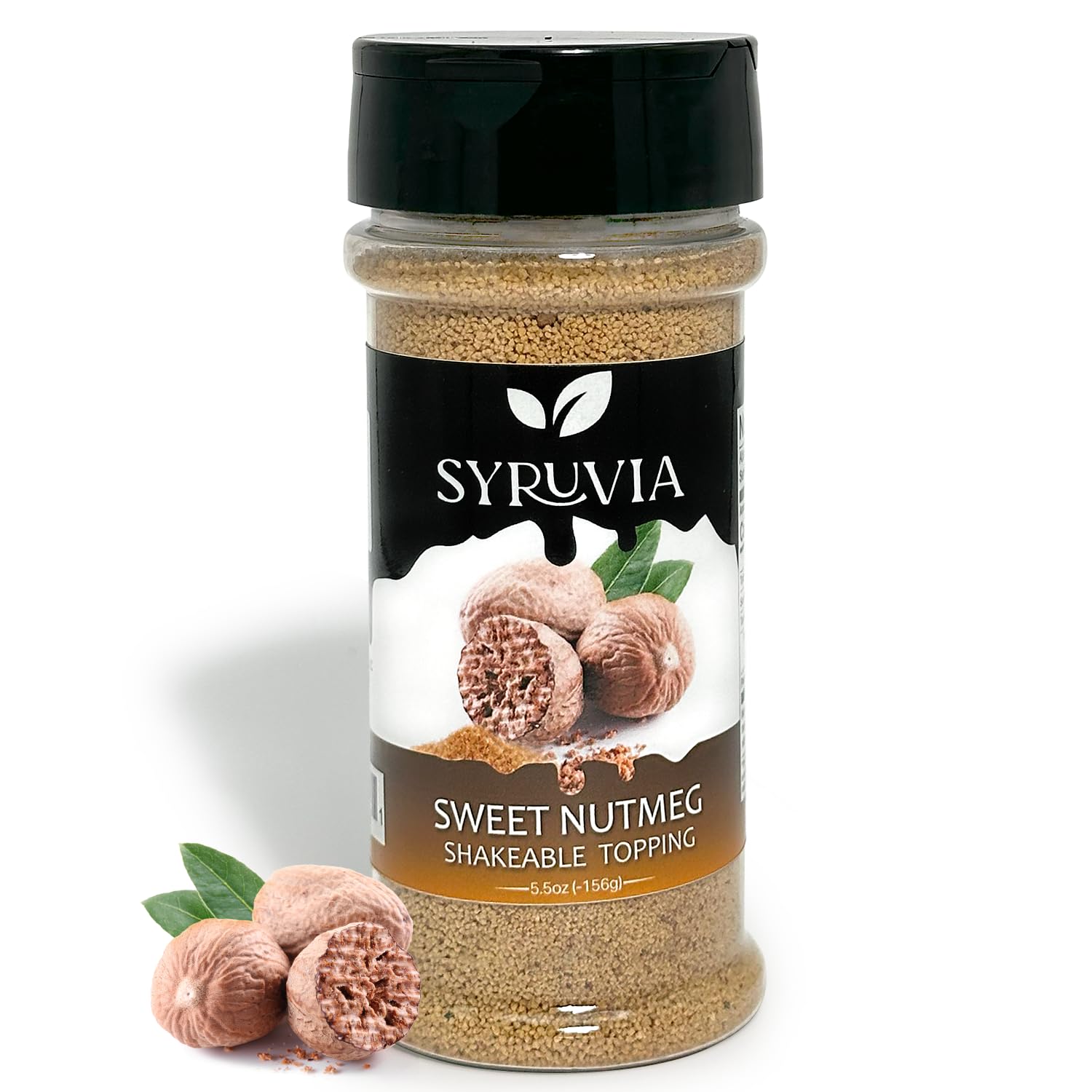 Syruvia Sweet Nutmeg Shakable Coffee Topping - 5.5 oz Coffee Sprinkles. Great for Oatmeal, Milkshakes, Smoothies, Ice Cream, Des