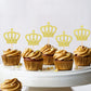 Ercadio 24 Pack Crown Cupcake Toppers Gold Glitter Prince Royal Crown Cupcake Picks King Crown Cupcake Decors For Prince Theme Baby Shower Party Decoration Supplies