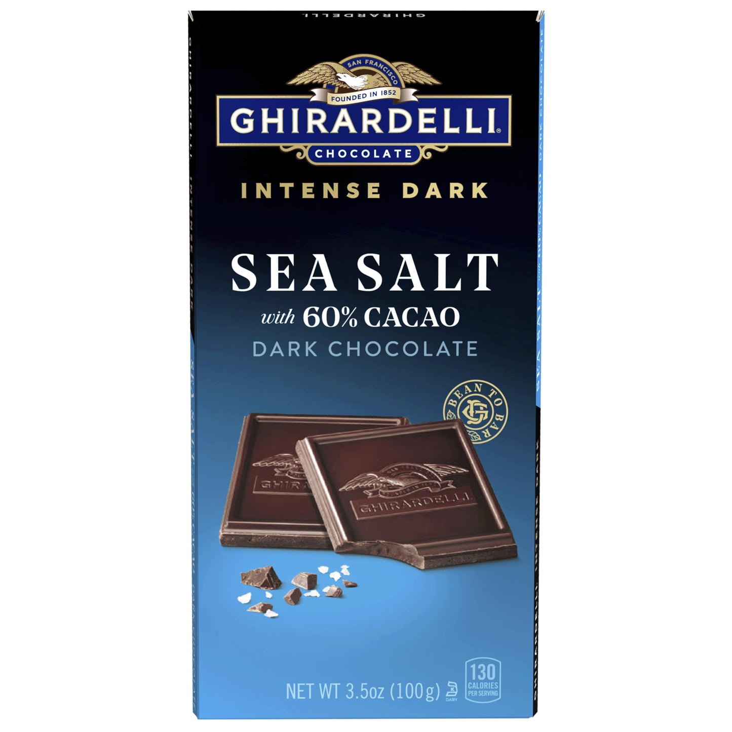 Ghirardelli Intense Dark Chocolate Bar  Sea Salt 60% Cacao  3.5 Oz Bar