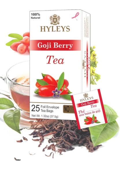 Hyleys Goji Berry Senna Green Tea - Natural Gentle Laxative for Constipation Relief - 25 Tea Bags