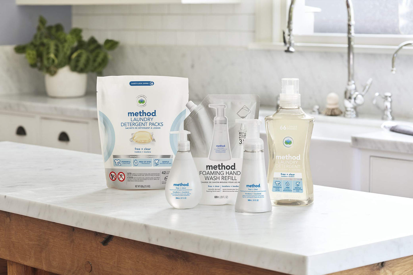 Method 01491 4X Concentrated Laundry Detergent Free & Clear 53.5 Oz Bottle 4/Carton