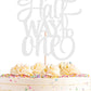 AHAORAY Half Way To One Cake Topper - Silver Glitter 6 Months Birthday Decorations Supplies - Half Birthday Decorations Baby Gir