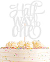 AHAORAY Half Way To One Cake Topper - Silver Glitter 6 Months Birthday Decorations Supplies - Half Birthday Decorations Baby Gir