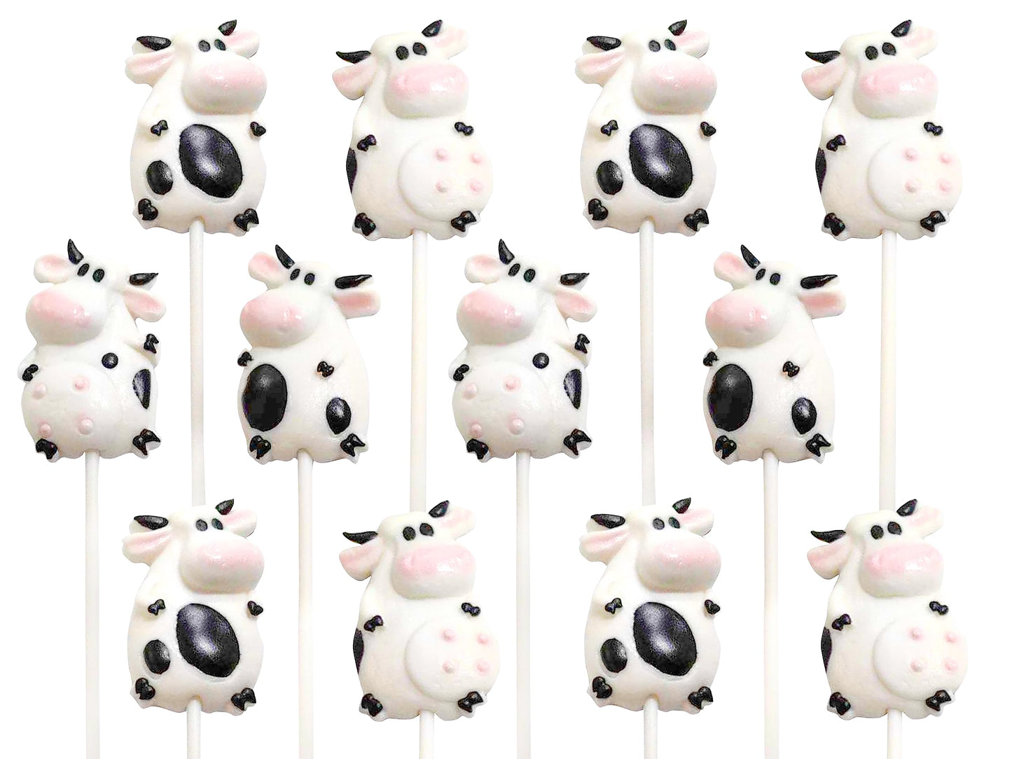 Cow Candy Lollipops - 12 Suckers Individually Wrapped - Great For Cow Party Favors - Super Cute For Baby Shower Decorations - Fa