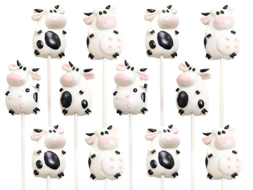 Cow Candy Lollipops - 12 Suckers Individually Wrapped - Great For Cow Party Favors - Super Cute For Baby Shower Decorations - Fa