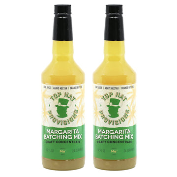 Top Hat Provisions Agave Margarita Batching Mix - Organic Agave Nectar & Lime Juice - 32oz Bottles, 2 Pack