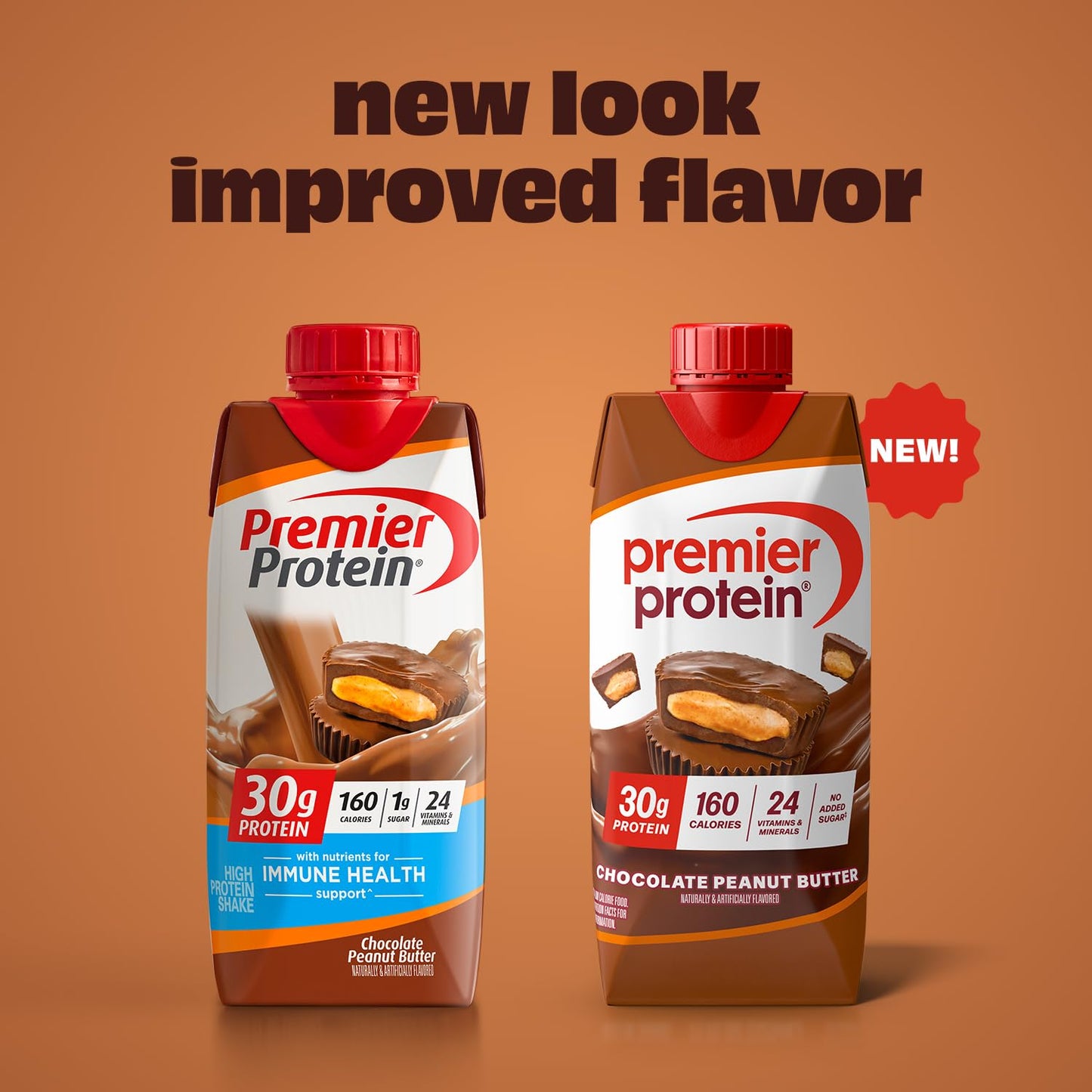 Premier Protein Shake, Chocolate Peanut Butter, 30g Protein, No Added Sugar, 24 Vitamins & Minerals to Support Immune Health, 11