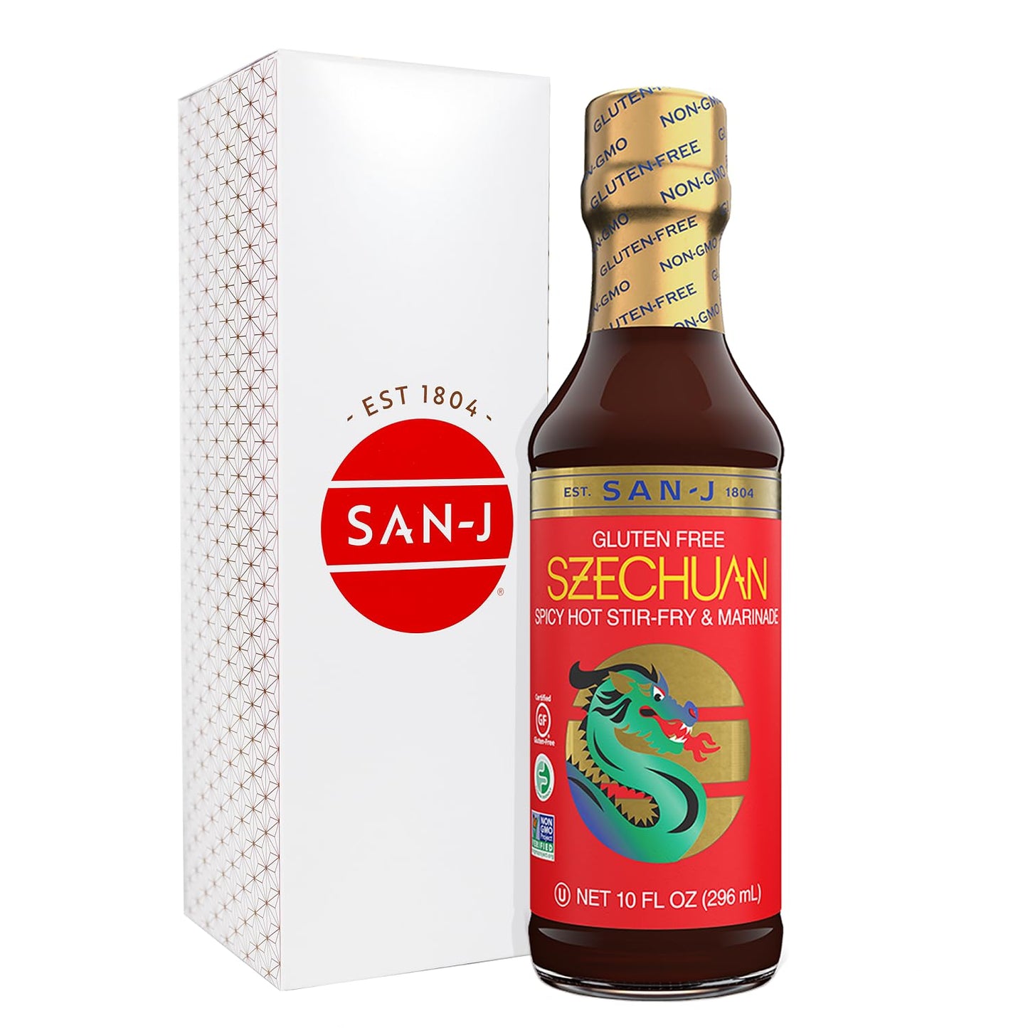 San-J Gluten Free Szechuan Cooking Sauce - Szechuan Sauce, Szechuan Dipping Sauce, Hot & Spicy Marinade & Stir Fry Sauce, Kosher