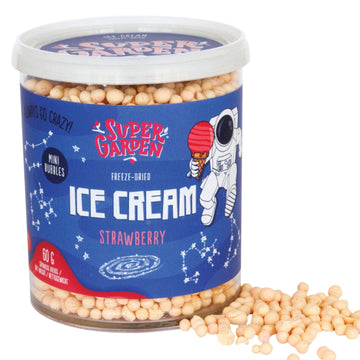 Super Garden Freeze Dried Ice Cream Strawberry Mini | No Melting Freeze Dried Candy Great For Kids | Crunchy & Tasty Ice Cream C