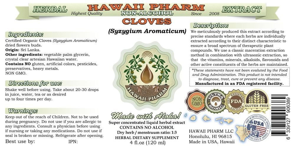 Hawaii Pharm Organic Cloves Glycerite Herbal dietary product 2 oz
