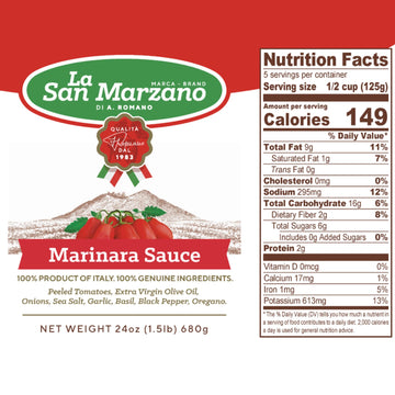 La San Marzano Marinara Sauce, All Natural, Non-GMO, Vegan, Gluten Free, 24 oz, 1.5 lb