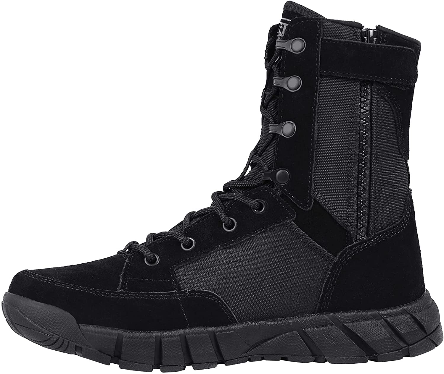Free Soldier Mens 8 Inch Tactical Side Zip Boots Military Army Duty Work Boot Lightweight Combat Boots For Motorcycle Boots(Blac