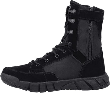 Free Soldier Mens 8 Inch Tactical Side Zip Boots Military Army Duty Work Boot Lightweight Combat Boots For Motorcycle Boots(Blac