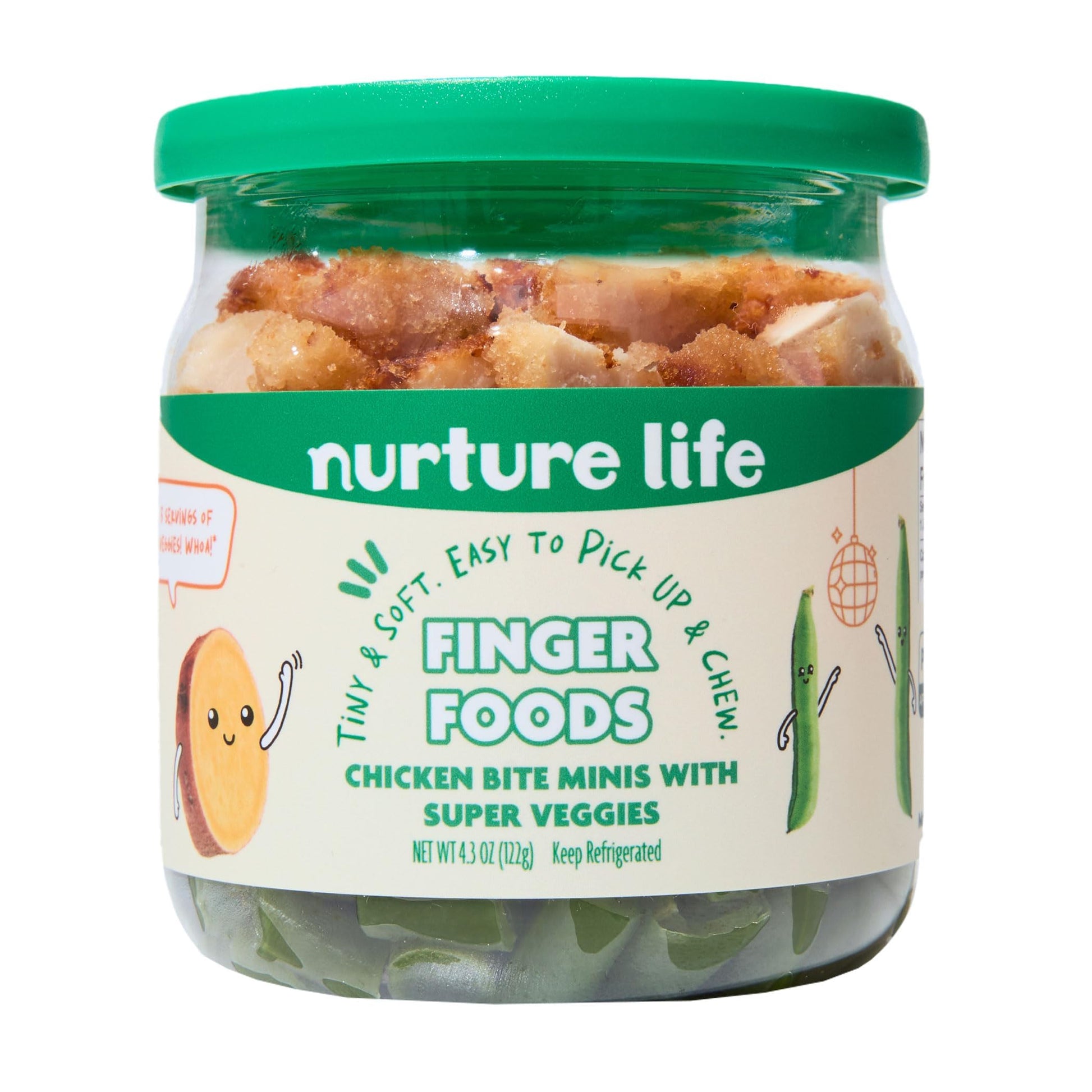 Nurture Life Finger Foods, Chicken Bite Minis W/Super Veggies, Freshly Made Baby & Toddler Meals, Stage 3 Finger Foods For Self-
