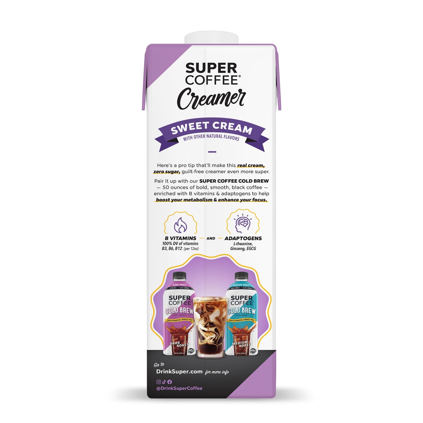 Super Coffee Creamer, SugarFree Creamer (0g Sugar, 1g Protein, 15 Calories) [Sweet Cream] 32 Fl Oz, 6 Pack | Keto Coffee