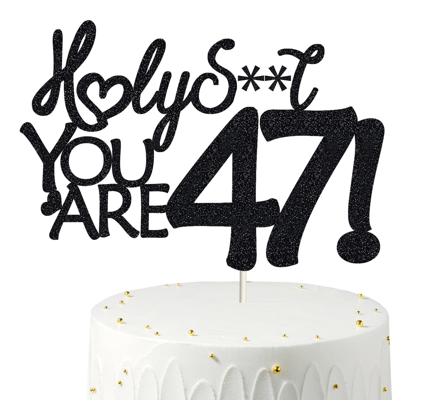 Happy 47Th Birthday Cake Topper 47 Birthday Cake Toppers-Black Glitter, Funny 47Th Cake Topper For Men,47 Cake Topper For Women,