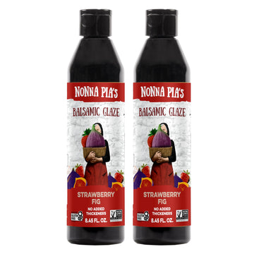 Nonna Pia's Strawberry Fig Balsamic Glaze - 8.45 oz | Aged Vinegar from Modena, Italy | Slow Simmered for a Thick, Velvety, and 