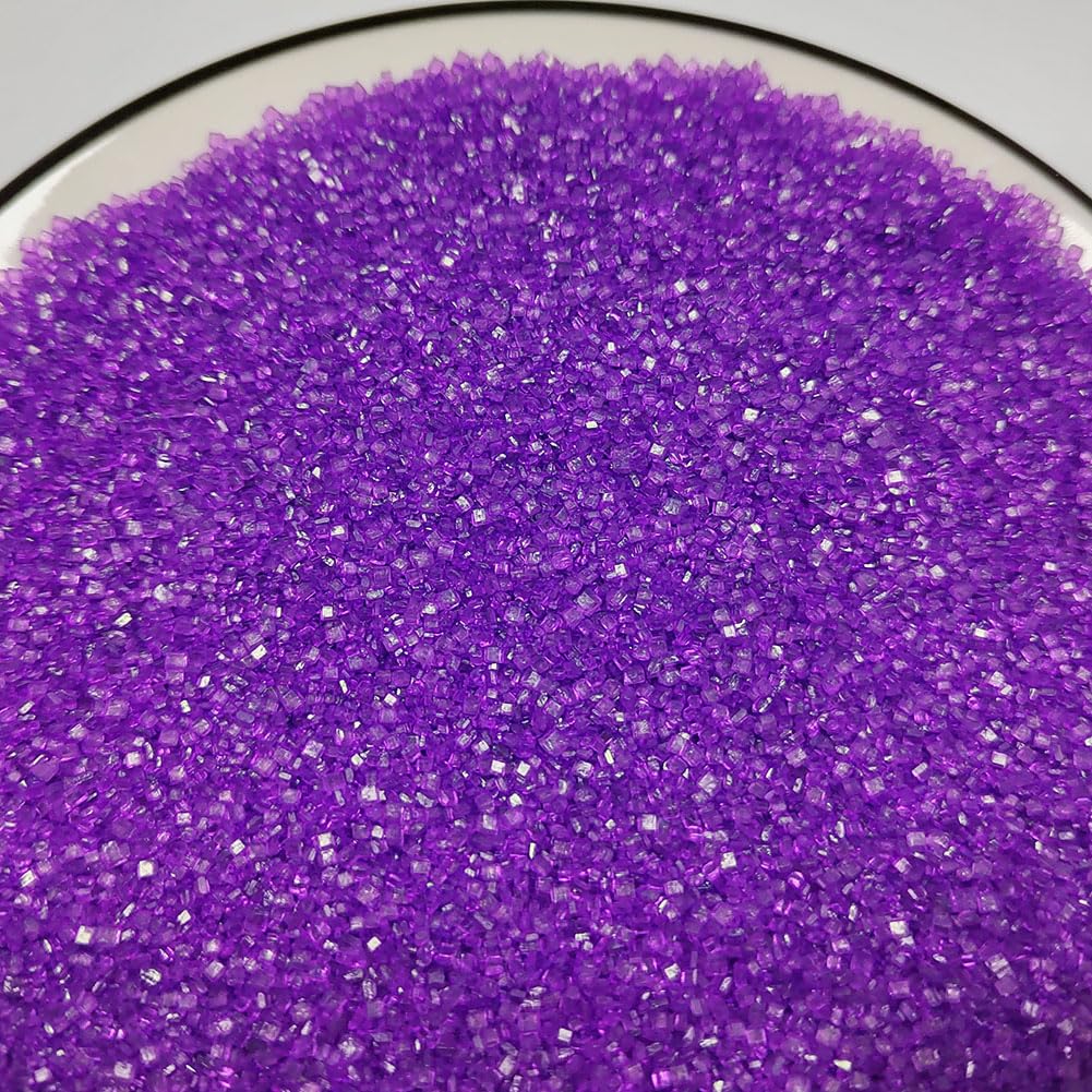 Senchanting Purple Sanding Sugar Sprinkles, Edible Crystal Purple Sanding Candy Sugar For Cake Decorating Wedding Party Baking C