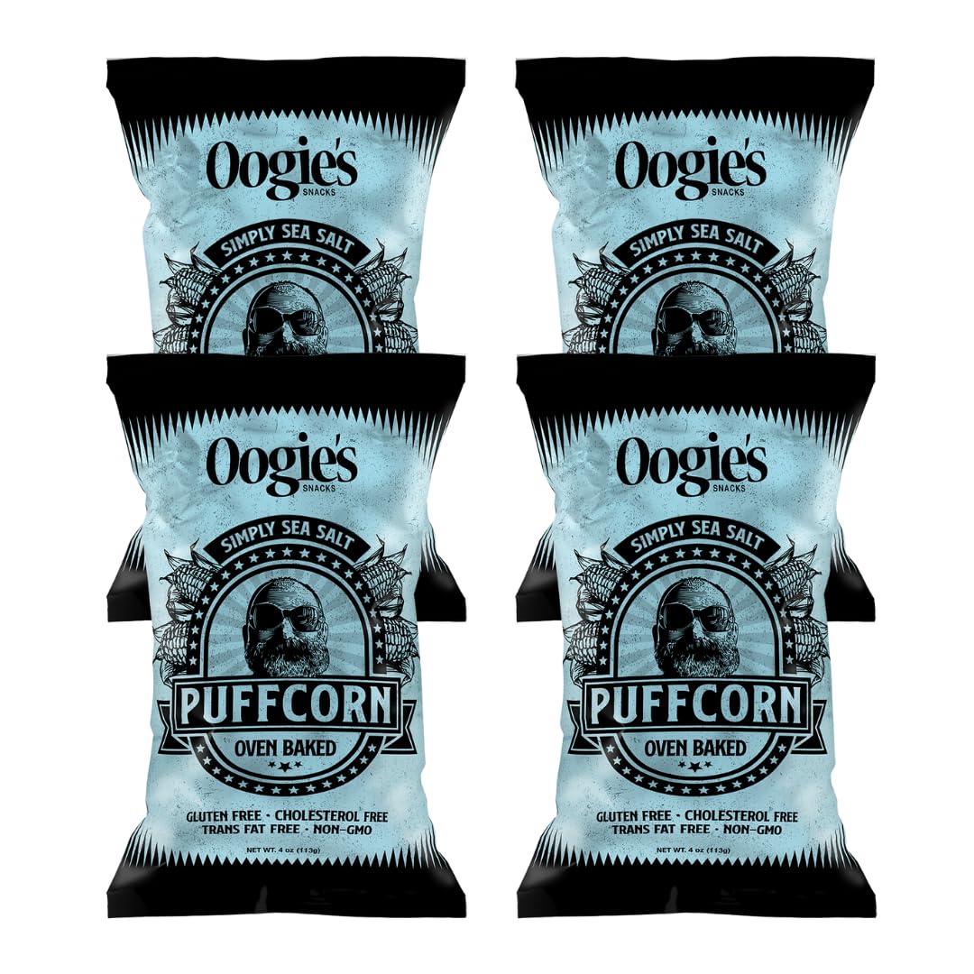 Oogie'S Gourmet Puffcorn | 4 Pack | Simply Sea Salt Flavor | Gluten Free Puffcorn Snacks | 4 Ounce Big Bag