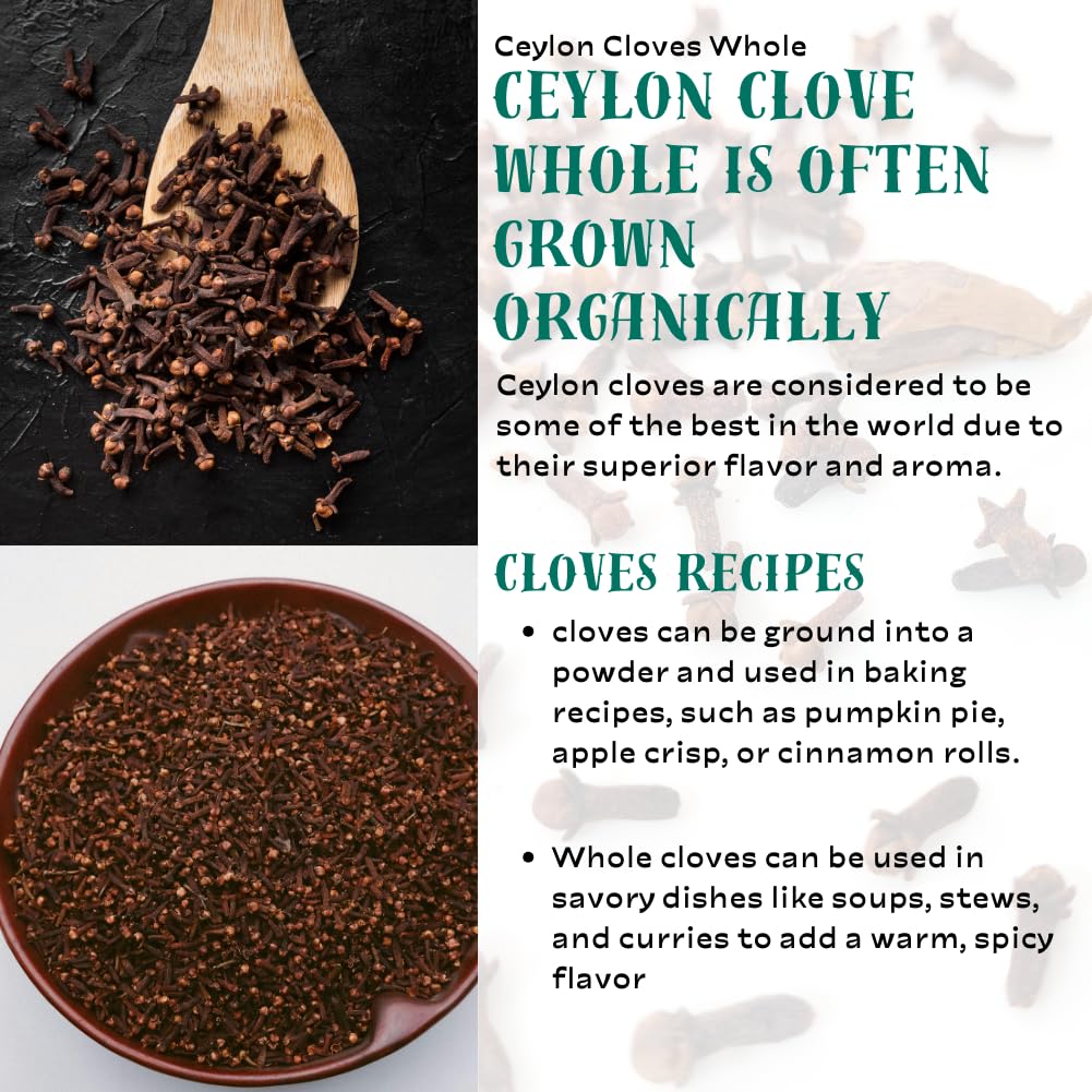 Tropical Goodness Pure Ceylon Clove Whole, Organic Whole Cloves, Usda & Kosher Certified, Premium Grade, 16 Oz, Non-Gmo, Gluten-