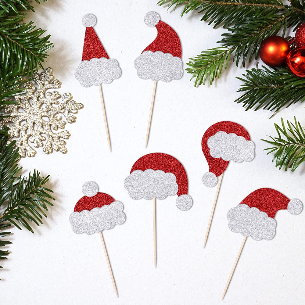 Qertesl 24Pcs Gingerbread Man Xmas Cupcake Toppers,Baby Shower Boy Girl Birthday Party Decorations,Winter Birthday Party Dessert