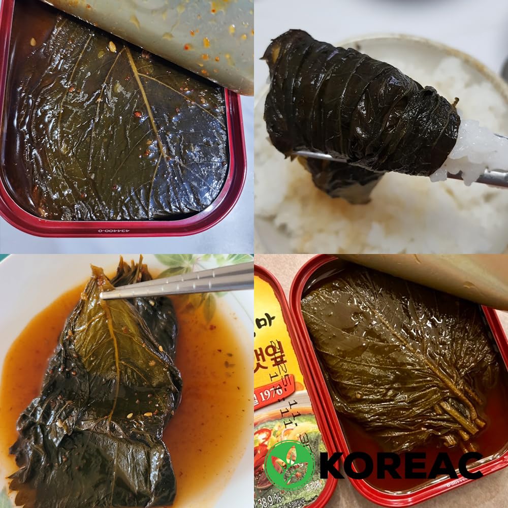 KOREAC Marinated Sesame Leaves 2 Pack with Spicy Sauce, 2.4 oz (70g) - Korean Instant Food Banchan Side Dishes