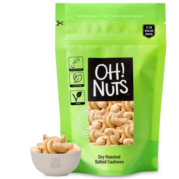 Cashews Roasted Salted | 2 Lb | Oven Dry Roasted Cashews | Packed In New York Zip-Seal Bag For Exceptional Freshness By Oh Nuts