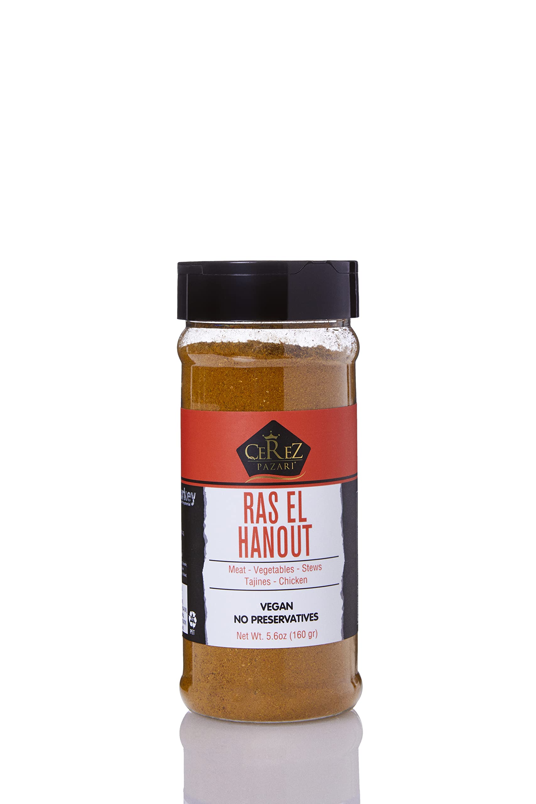 Cerez Pazari Ras El Hanout Meat Seasoning 5.6Oz-160G, Moroccan Meat Spice Blend Premium Grade,%100 Natural, Freshly Packed, Non-