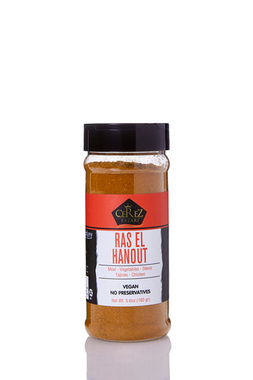 Cerez Pazari Ras El Hanout Meat Seasoning 5.6Oz-160G, Moroccan Meat Spice Blend Premium Grade,%100 Natural, Freshly Packed, Non-