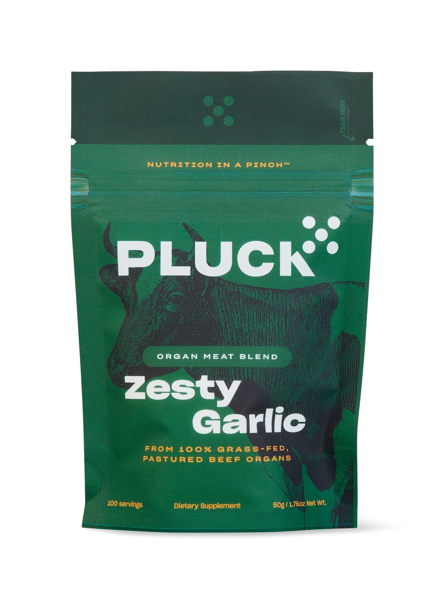 Pluck Zesty Garlic Organ Meat Blend Seasoning | From Grass-Fed & Grass-Finished Pastured Beef Organs With Redmond Real Sea Salt